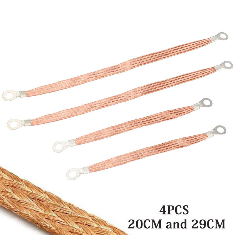 DURAFORCE 4x Engine Ground Strap Copper Cable Kit Car Truck Firewall Engine Universal