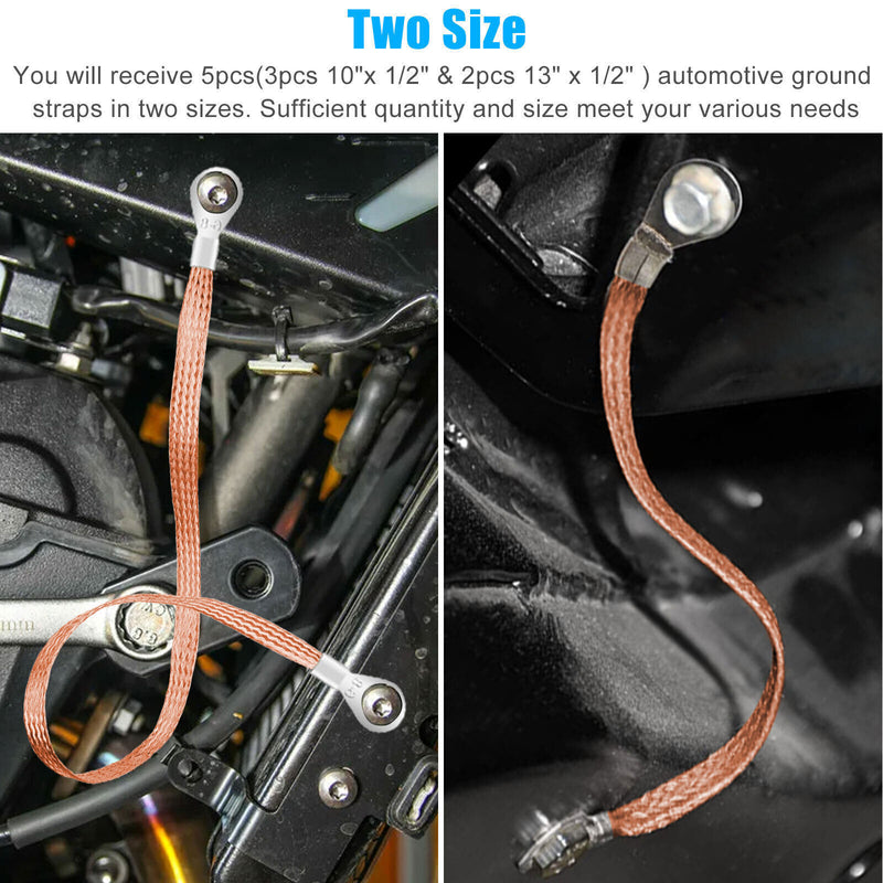DURAFORCE 4x Engine Ground Strap Copper Cable Kit Car Truck Firewall Engine Universal