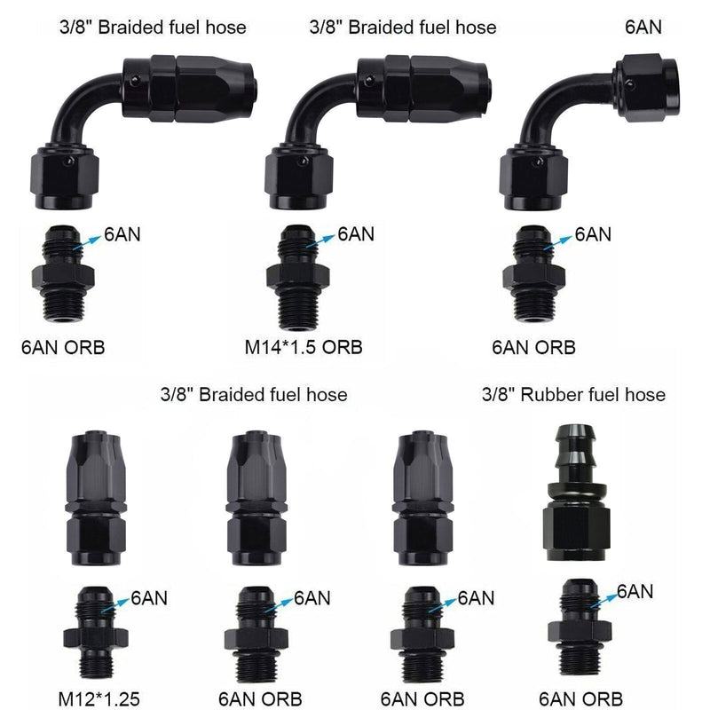 DURAFORCE Fuel Pressure Regulator Kit 0-100psi Gauge AN6-6AN Fuel Line Fitting Universal