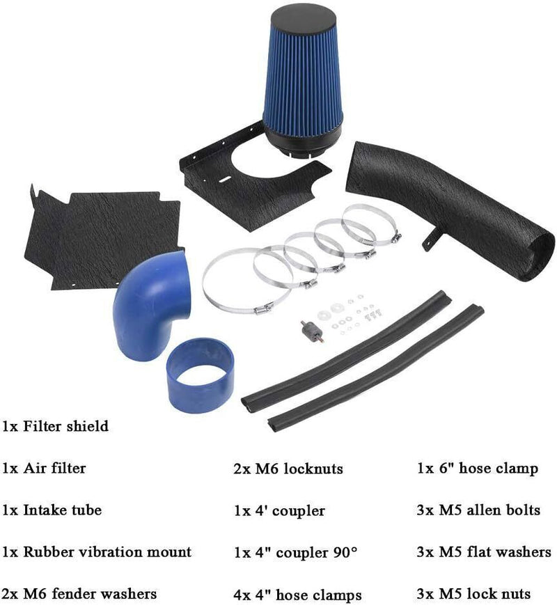 DURAFORCE Performance 4 Inch Cold Air Intake Filter Kit for 1999-2006 GMC Chevy V8 1500