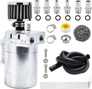 DURAFORCE Universal Oil Catch Can Kit Reservoir Tank Engine Polish Baffled Aluminum Silver