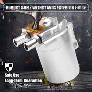 DURAFORCE Universal Oil Catch Can Kit Reservoir Tank Engine Polish Baffled Aluminum Silver