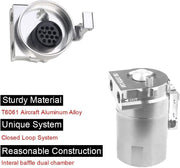 DURAFORCE Universal Oil Catch Can Kit Reservoir Tank Engine Polish Baffled Aluminum Silver