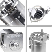 DURAFORCE Universal Oil Catch Can Kit Reservoir Tank Engine Polish Baffled Aluminum Silver