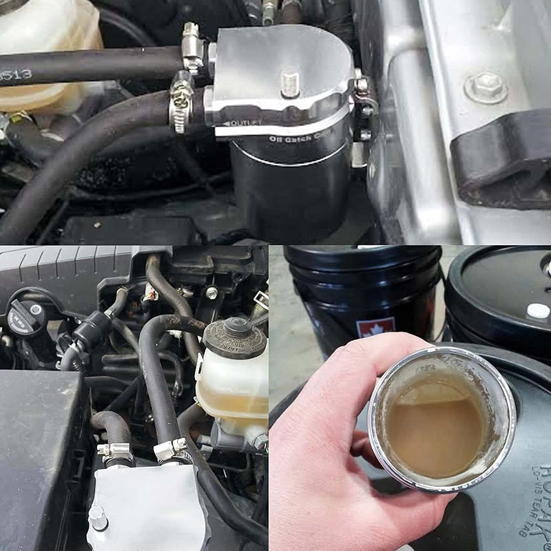 DURAFORCE Universal Oil Catch Can Kit Reservoir Tank Engine Polish Baffled Aluminum Silver