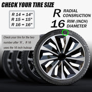 DURAFORCE 16" Wheel Covers Full Rim Snap On Hub Caps fit R16 Tire & Steel Wheels Set of 4