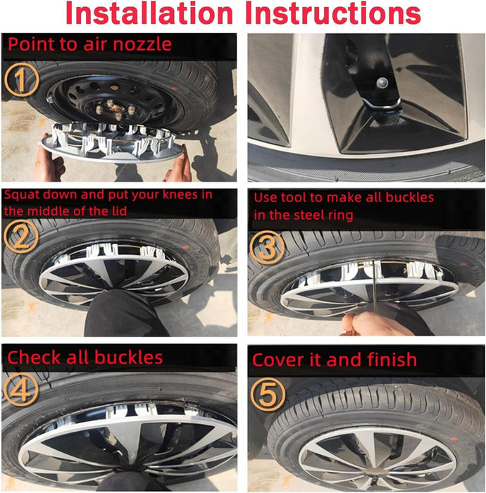 DURAFORCE 16" Wheel Covers Full Rim Snap On Hub Caps fit R16 Tire & Steel Wheels Set of 4