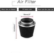 DURAFORCE Cold Air Intake Filter Induction Kit 3" Aluminum Pipe Power Flow Hose System New