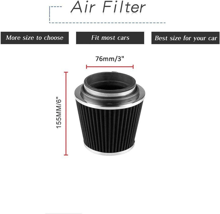 DURAFORCE Cold Air Intake Filter Induction Kit 3" Aluminum Pipe Power Flow Hose System New