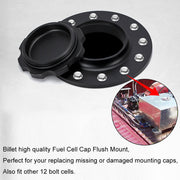 DURAFORCE Billet Aluminum Easy Fill Fuel Cell Gas Cap With 12 Hole Cell Bung & Gasket BK