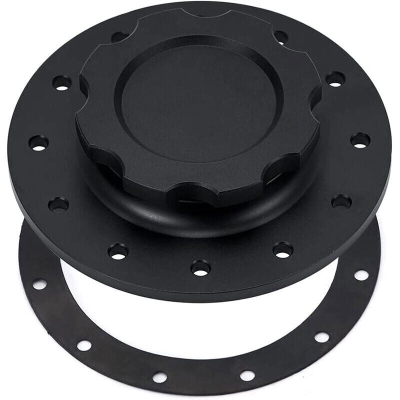 DURAFORCE Billet Aluminum Easy Fill Fuel Cell Gas Cap With 12 Hole Cell Bung & Gasket BK