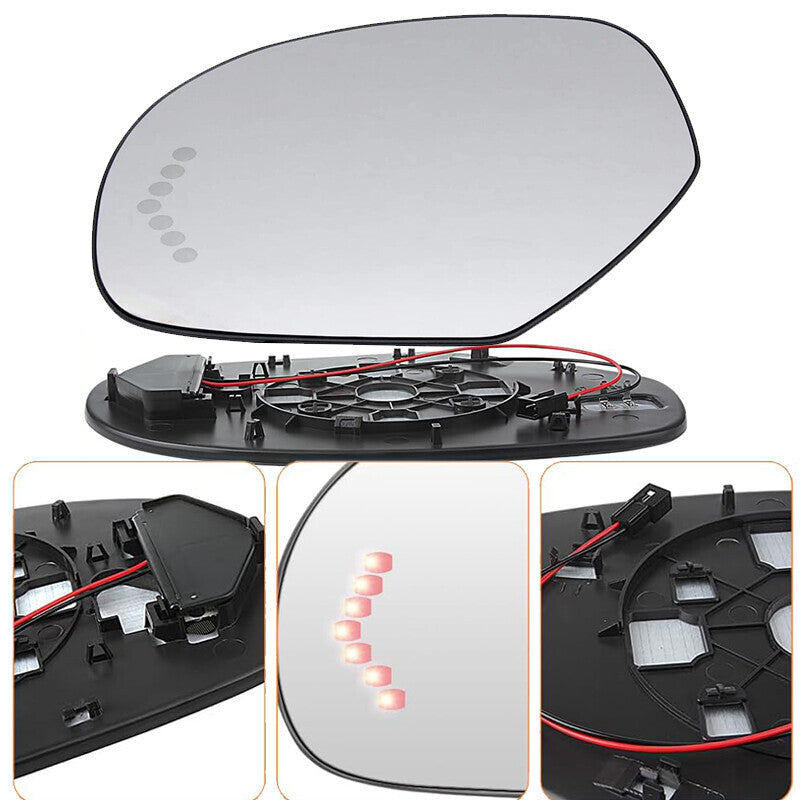 DURAFORCE Mirror Glass Heated Turn Signal Driver Side LH for 2007-2014 Chevy GMC Cadillac