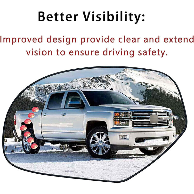 DURAFORCE Mirror Glass Heated Turn Signal Driver Side LH for 2007-2014 Chevy GMC Cadillac