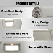 DURAFORCE Left Driver Gray Sun Visor With Lamp for Nissan Pathfinder 2013-2018 96401-9PB0A