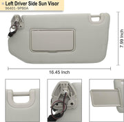 DURAFORCE Left Driver Gray Sun Visor With Lamp for Nissan Pathfinder 2013-2018 96401-9PB0A