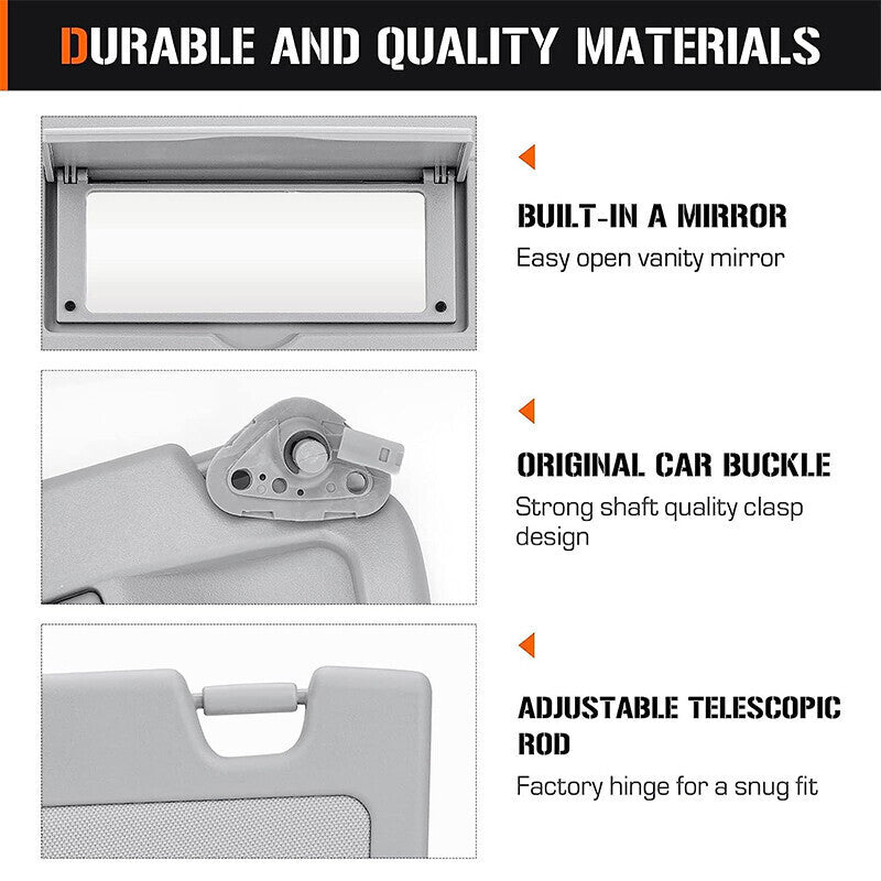 DURAFORCE Driver Sun Visor Light Clear Grey For 2006 2007 2008 2009 2010 2011 Honda Civic
