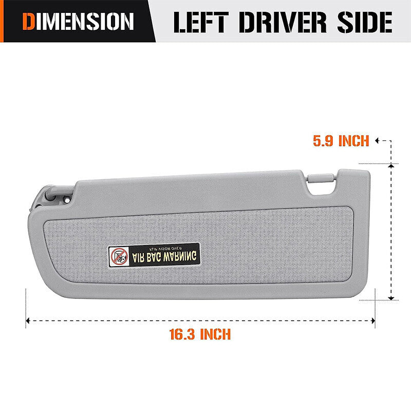 DURAFORCE Driver Sun Visor Light Clear Grey For 2006 2007 2008 2009 2010 2011 Honda Civic