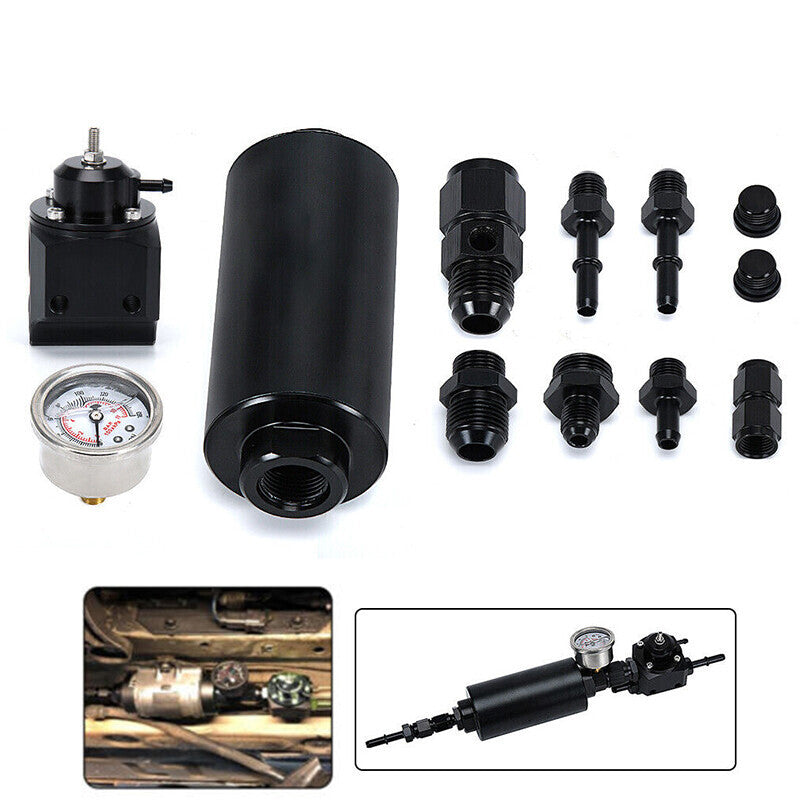 DURAFORCE Fuel Pressure Regulator Gauge Filter Fitting Black For 2001–2006 BMW E46 M3 3.2