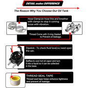 DURAFORCE Universal Baffled Oil Catch Can Aluminum Reservoir with 3/8" Fuel Hose Line