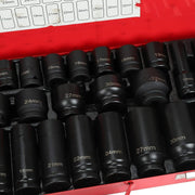 DURAFORCE 35pcs 1/2" Inch Deep Impact Socket Set Drive 8-32mm Metric Garage Sae With Case