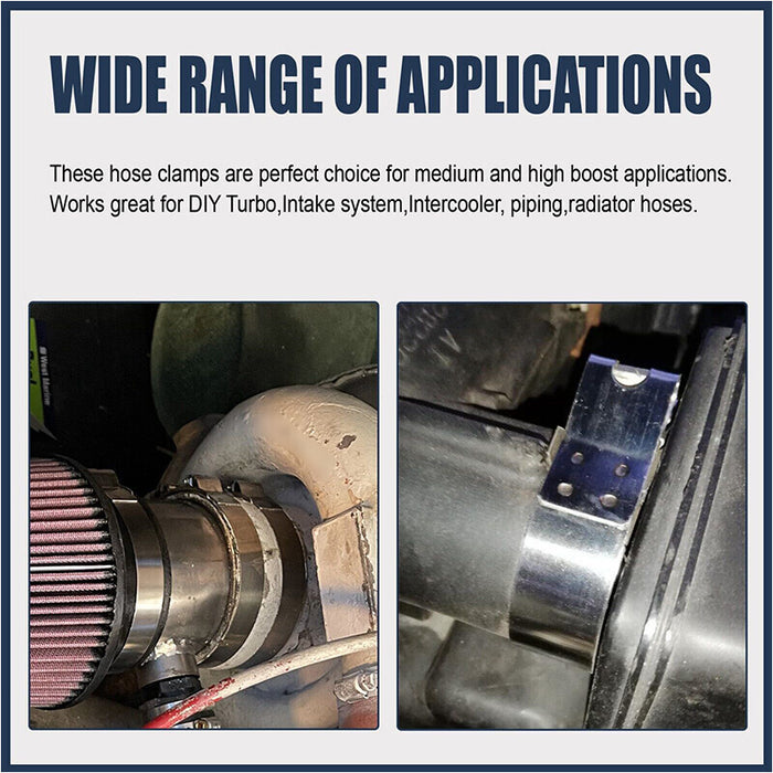 DURAFORCE 2 x 3.5" Stainless Steel T Bolt Clamp Turbo Intake 3-1/2" Silicone Hose Clamp