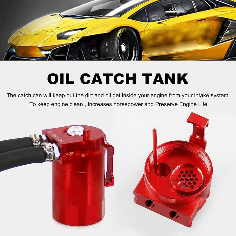 DURAFORCE Oil Catch Can Kit Red Tank for 11-21 Ford F150 5.0L Raptor 2.7L 3.5L Ecoboost
