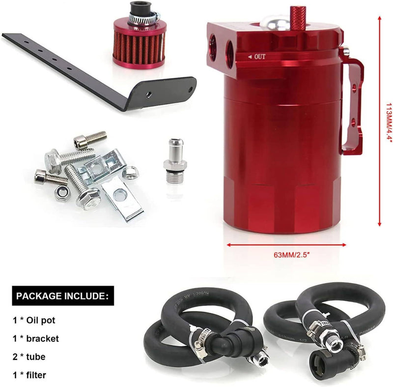 DURAFORCE Oil Catch Can Kit Red Tank for 11-21 Ford F150 5.0L Raptor 2.7L 3.5L Ecoboost
