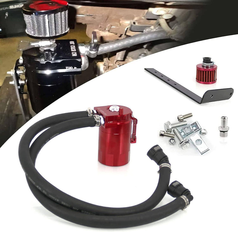 DURAFORCE Oil Catch Can Kit Red Tank for 11-21 Ford F150 5.0L Raptor 2.7L 3.5L Ecoboost