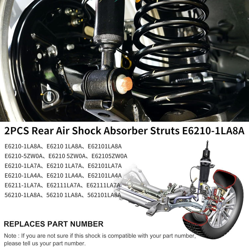 DURAFORCE Pair Rear Air Suspension Shock Struts Fit For Infiniti QX56 QX80 Armada 11-21
