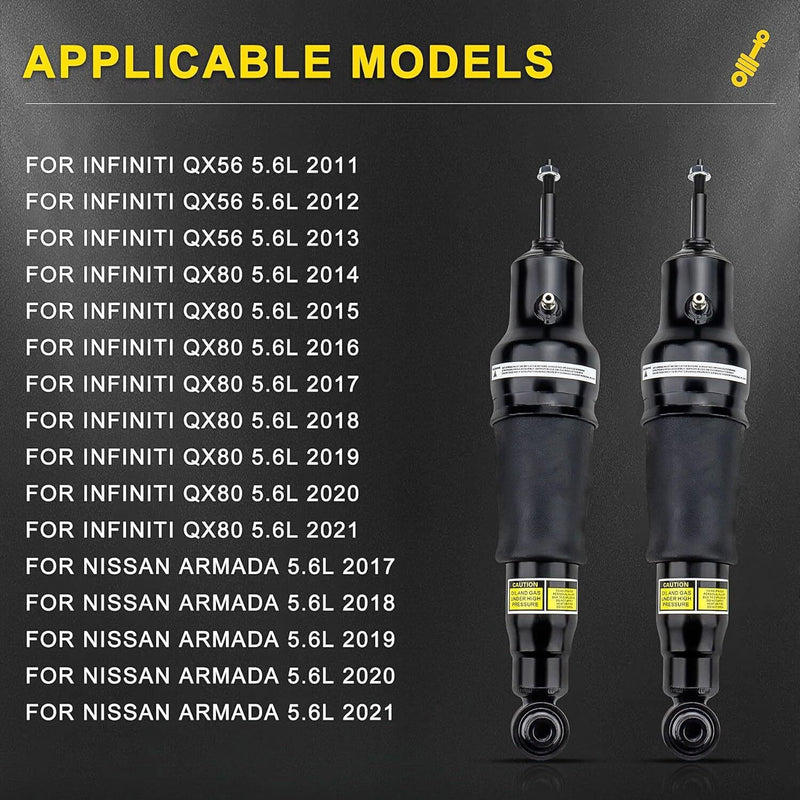 DURAFORCE Pair Rear Air Suspension Shock Struts Fit For Infiniti QX56 QX80 Armada 11-21