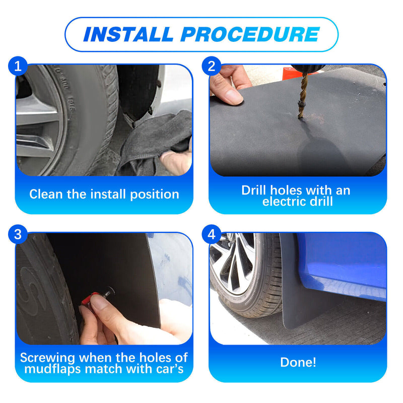 DURAFORCE 4x Wide Rally Mud Flaps Splash Guard Mudguard For Toyota Tacoma 95-2004 2005-23