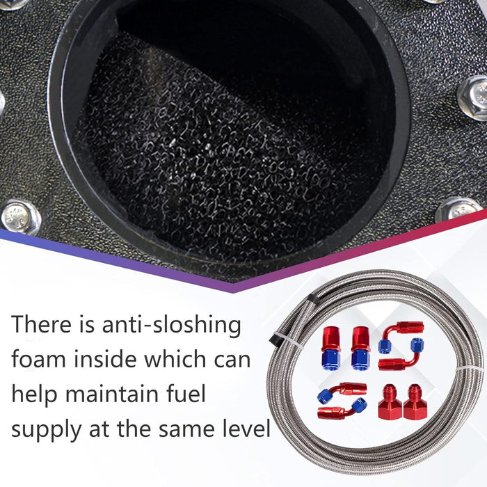 DURAFORCE 20 GALLON POLISHED SLIVE FUEL CELL GAS TANK+CAP+LEVEL SENDER+STEEL FUEL LINE KIT