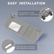 DURAFORCE Left Side Sun Visor Light Grey for 2006 2007 2008 2009 2010 2011 Toyota Camry