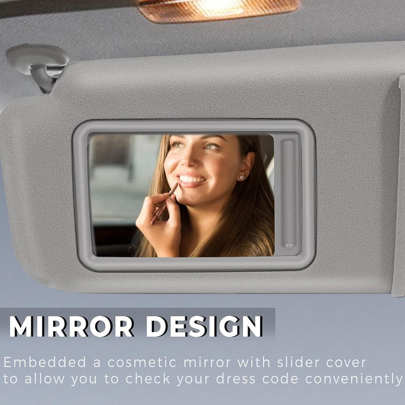 DURAFORCE Left Side Sun Visor Light Grey for 2006 2007 2008 2009 2010 2011 Toyota Camry