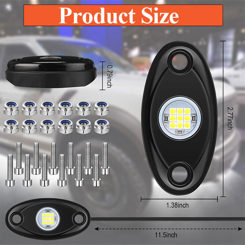 DURAFORCE White LED Rock Lights Underbody Trail Rig Glow Lamp Offroad SUV Pickup NEW
