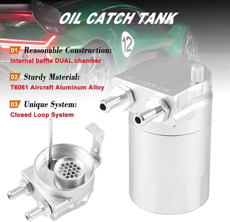 DURAFORCE Oil Catch Can Kit Reservoir Baffled Tank with NBR Hose Universal Aluminum Engine