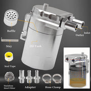 DURAFORCE Oil Catch Can Kit Reservoir Baffled Tank with NBR Hose Universal Aluminum Engine