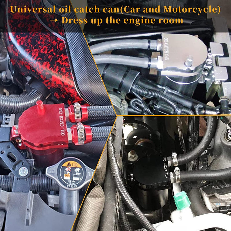 DURAFORCE Oil Catch Can Kit Reservoir Baffled Tank with NBR Hose Universal Aluminum Engine