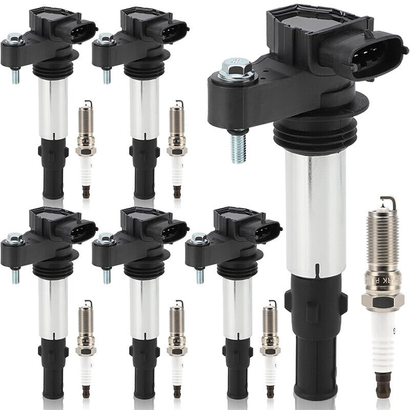 DURAFORCE Set of 6 Ignition Coil + 6 Spark Plug For Cadillac SRX CTS STS GMC Acadia UF375