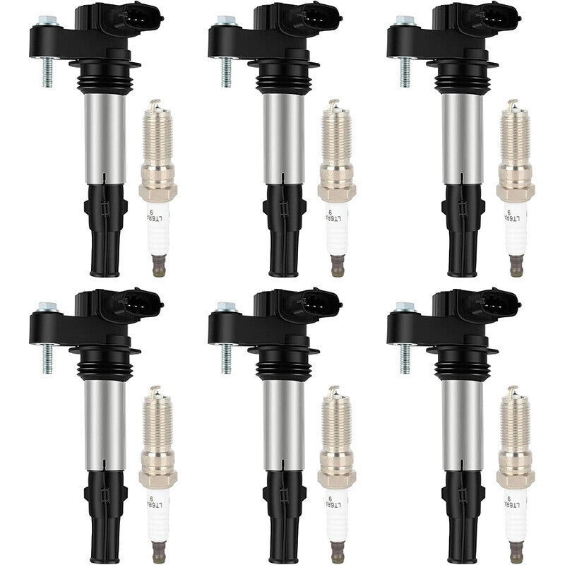 DURAFORCE Set of 6 Ignition Coil + 6 Spark Plug For Cadillac SRX CTS STS GMC Acadia UF375