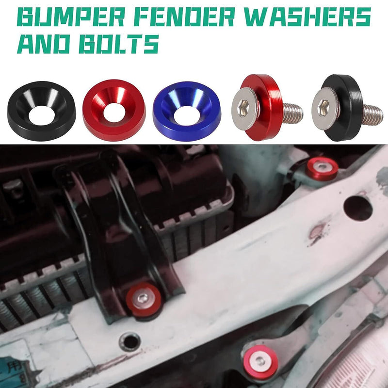 DURAFORCE 30Pcs Blue Billet Aluminum Fender Bumper Washer Bolt Engine Bay Screw Kit Parts