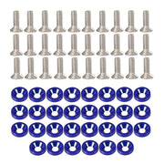DURAFORCE 30Pcs Blue Billet Aluminum Fender Bumper Washer Bolt Engine Bay Screw Kit Parts