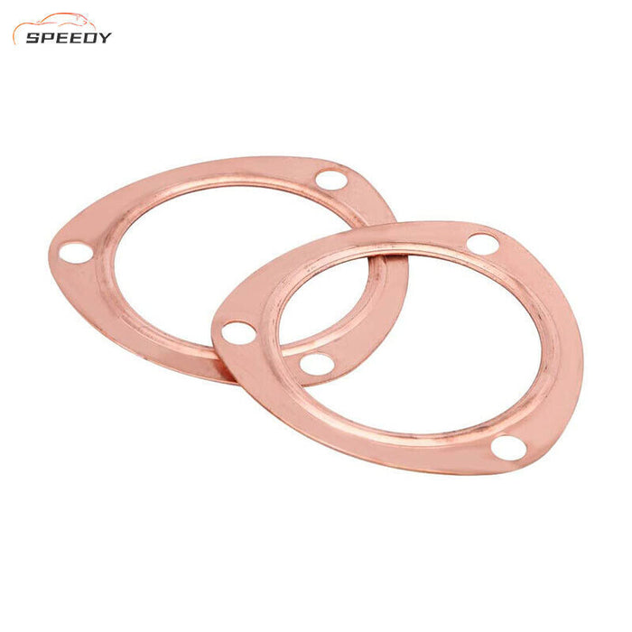 DURAFORCE 2 x 3" Inch Copper Header Exhaust Collector Gaskets Flanges Universal 3 Bolt USA