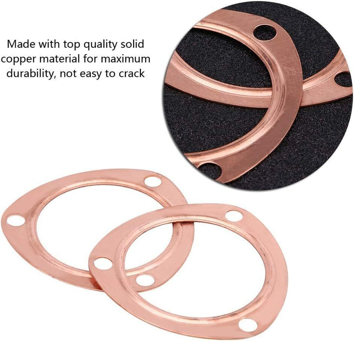 DURAFORCE 2 x 3" Inch Copper Header Exhaust Collector Gaskets Flanges Universal 3 Bolt USA