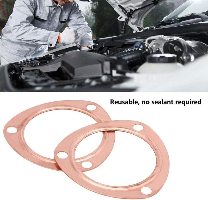DURAFORCE 2 x 3" Inch Copper Header Exhaust Collector Gaskets Flanges Universal 3 Bolt USA