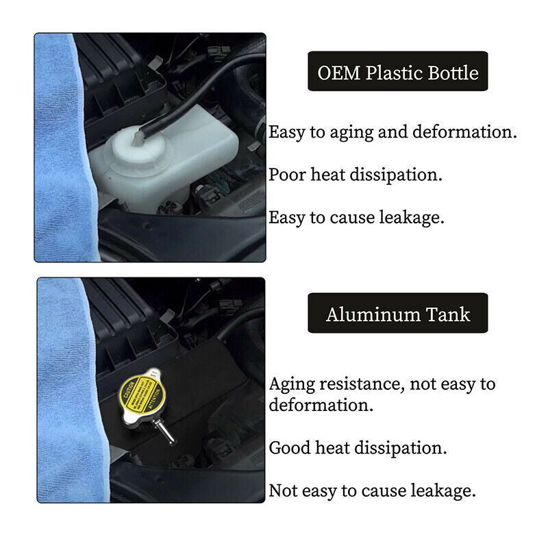 DURAFORCE CAR 1.6L POLISHED COOLANT OVERFLOW TANK EXPANSION RADIATOR RESERVOIR TANK SLIVER