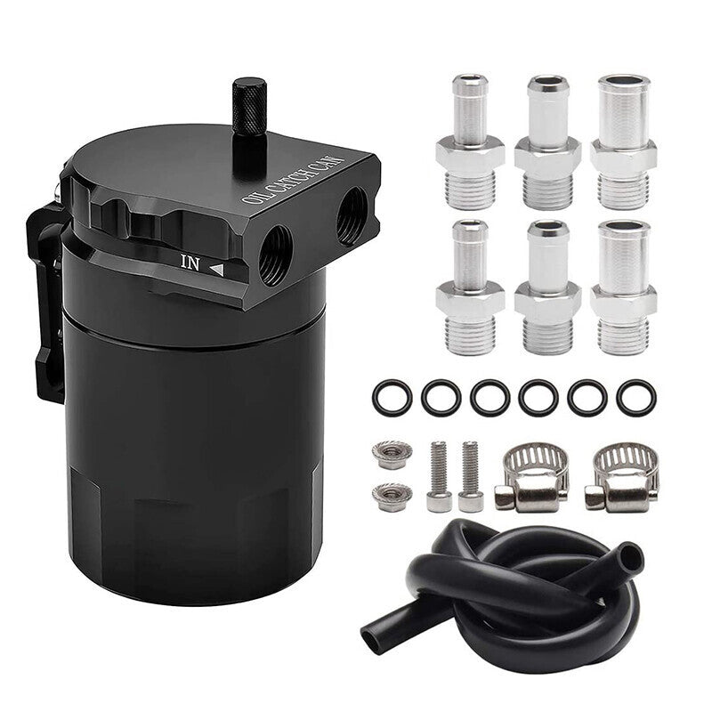 DURAFORCE Black Oil Catch Can Tank Baffled Reservoir Aluminum Car Truck Engine Parts