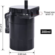 DURAFORCE Black Oil Catch Can Tank Baffled Reservoir Aluminum Car Truck Engine Parts