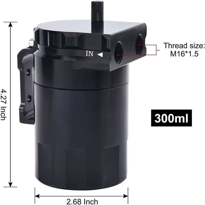 DURAFORCE Black Oil Catch Can Tank Baffled Reservoir Aluminum Car Truck Engine Parts