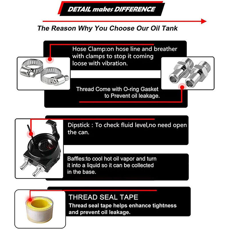DURAFORCE Black Oil Catch Can Tank Baffled Reservoir Aluminum Car Truck Engine Parts